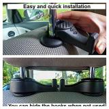 Smart Set of 2 Car Headrest Hooks, Grocery Bag Hook, Vehicle Rear Seat Hook, Lockable Bracket, Black