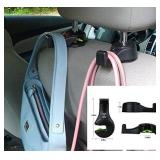 Smart Set of 2 Car Headrest Hooks, Grocery Bag Hook, Vehicle Rear Seat Hook, Lockable Bracket, Black