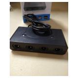 Team Controller Adapter for Gamecube, Compatible with Nintendo Switch, Super Smash Bros Switch Gamecube Adapter for WII U, PC, 4 Port ,Black, W046