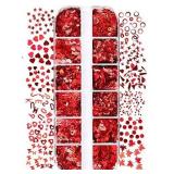 Heart Nail Art Glitter Sequins, Holographic Valentineâs Day Nail Sequin Paillettes 12 Grids 3D Heart Star Butterfly Letter Leaf Nail Glitter Flakes for Women DIY Nail Art Decorations Manicure Des
