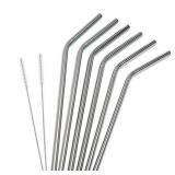 Stainless Steel Drinking Straws, Fits Ozark Trail 20 Ounce Tumbler - Strong Reusable Eco Friendly, Set of 6 with 2 Cleaning Brushes bonus includes 6 straight as well