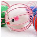 Gilroy Cage, Wire Plush Mouse Cage, Funny Cat Toy, Interactive Hide Balls Toy, Random Color 4 pack