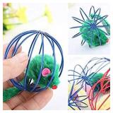 Gilroy Cage, Wire Plush Mouse Cage, Funny Cat Toy, Interactive Hide Balls Toy, Random Color 4 pack