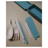 Portable Utensil Sets, Eco-Friendly Healthy Wheat Straw Cutlery, Biodegradable Fork Spoon Set, for Travel, Picnic, Camping, Students, Daily Use