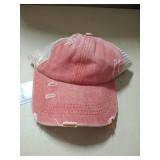 MESSY BUN/ PONYTAIL DISTRESSED BASEBALL CAP- BURNT ORANGE