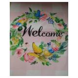 welcome pink plaid garden flag double sided 12x17 inches