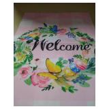 welcome pink plaid garden flag double sided 12x17 inches