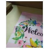 welcome pink plaid garden flag double sided 12x17 inches