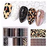 Roll Animal Print Nail Foil Transfer Sticker,Snake Leopard Skin Nail Art Transfer Decals,Colorful Holographic Transfer Foils for Women Girl Nail Design Decoration varies from stock photo