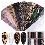 Roll Animal Print Nail Foil Transfer Sticker,Snake Leopard Skin Nail Art Transfer Decals,Colorful Holographic Transfer Foils for Women Girl Nail Design Decoration varies from stock photo