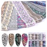 Roll Animal Print Nail Foil Transfer Sticker,Snake Leopard Skin Nail Art Transfer Decals,Colorful Holographic Transfer Foils for Women Girl Nail Design Decoration varies from stock photo