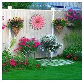 5 Metal Daisy Flower Wall Decor,Fuchsia 12 inches