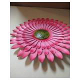 5 Metal Daisy Flower Wall Decor,Fuchsia 12 inches