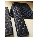 Women Fashion Bling Armrest Cover for Car, Soft Velvet & Diamonds Design Glitter Rhinestone Auto Center Console Cover Pad, Black, Universal Fit, bonus 2 seat belt covers