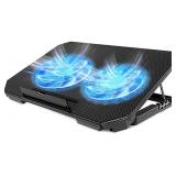 Laptop Cooling Pad with Adjustable Height Two 5.1 Inches Fan 2 USB Ports Suitable for 12"-15.6" Laptops blue not black varies from stock photo