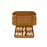 TMZ Eco - Natural Biodegradable Wooden Cutlery Set 300 Piece. Disposable Wooden Forks, Knives, Spoons Utensil Set. Eco Friendly Alternative to Plastic. 300 Count - 120 Forks, 120 Spoons, 60 Knives