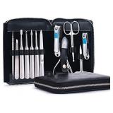 Esup Professional Manicure Set Pedicure Set Nail Clippers, 12-Piece Stainless Steel Grooming kit with Leather Travel Case, Perfect Christmas Gifts for Women and Men