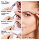 Esup Professional Manicure Set Pedicure Set Nail Clippers, 12-Piece Stainless Steel Grooming kit with Leather Travel Case, Perfect Christmas Gifts for Women and Men