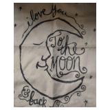 I love you to the moon and back burlap look throw pillow cover 16x16 inches