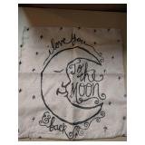 I love you to the moon and back burlap look throw pillow cover 16x16 inches