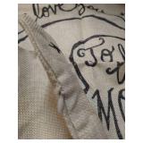 I love you to the moon and back burlap look throw pillow cover 16x16 inches