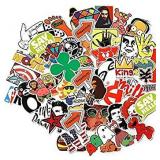 Cool Sticker 100pcs Random Music Film Vinyl Skateboard Guitar Travel Case Sticker Door Laptop Luggage Car Bike Bicycle Stickers (100pcs) varies