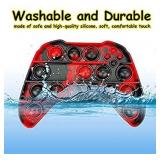 Push Pop Fidget Toy Game Controller Handle Gamepad Shape, Tie-dye Popper Sensory Bubble Fidget Toy, Silicone Popper Squeeze Toy, Stress Reliever Toy for Kids and Adults Autism(Black/Red