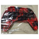 Push Pop Fidget Toy Game Controller Handle Gamepad Shape, Tie-dye Popper Sensory Bubble Fidget Toy, Silicone Popper Squeeze Toy, Stress Reliever Toy for Kids and Adults Autism(Black/Red