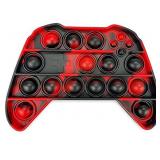 Push Pop Fidget Toy Game Controller Handle Gamepad Shape, Tie-dye Popper Sensory Bubble Fidget Toy, Silicone Popper Squeeze Toy, Stress Reliever Toy for Kids and Adults Autism(Black/Red