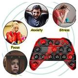Push Pop Fidget Toy Game Controller Handle Gamepad Shape, Tie-dye Popper Sensory Bubble Fidget Toy, Silicone Popper Squeeze Toy, Stress Reliever Toy for Kids and Adults Autism(Black/Red