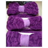 Microfiber Bowtie Headbands Facial Makeup Headband Cosmetic Bowknot Hairlace Wash Spa Yoga Sports Shower Adjustable Elastic Hair Band for Girls and Women purple 3 pack see pictures