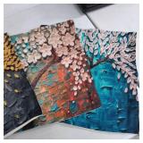ULOVE LOVE YOURSELF Cotton Linen Throw Pillow Case Oil Painting Square Home Decorative Cushion Cover for 18 X 18 Inches Pillow Inserts, 4Pack Multicolor Trees