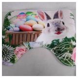 Happy Easter Bunny and Eggs 4 Pcs Shower Curtain Sets with Non-Slip Bathroom Rugs Toilet Lid Cover and Bath Mat, Durable Waterproof Curtains with Hooks* design is different see last pics