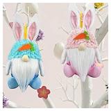 2Pcs Easter Bunny Gnomes Candy Jar Ornaments - Spring Easter Decorations - Large Easter Rabbit Cookie Candy Storage Container Jar for Home Office - Spring Easter Party Bunny Gnomes Hanging Ornament