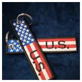 USKey 2 Pcs in Set American Flag Keychain Motorcycles, Backpacks, Luggage, and Gifts Key Ring and Carabiner, Red/White, Large