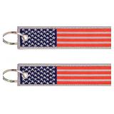 USKey 2 Pcs in Set American Flag Keychain Motorcycles, Backpacks, Luggage, and Gifts Key Ring and Carabiner, Red/White, Large