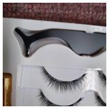 Pack of 5 Reusable Magnetic Eyelashes & 2 Tubes of 3D Enhanced Magnetic Eyeliner Kit with Tweezers Inside, Magnetic Eyeliner and Magnetic Eyelash Kit