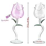 Unique Creative Rose Shaped Goblet Wine Glass Set of 2 for Women, Cute Rose Flower Design Wine Glass Collection Tall Drinking Goblets Glasses Drinkware/Pretty Cocktail Glasses for Festival** both clea