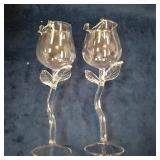 Unique Creative Rose Shaped Goblet Wine Glass Set of 2 for Women, Cute Rose Flower Design Wine Glass Collection Tall Drinking Goblets Glasses Drinkware/Pretty Cocktail Glasses for Festival** both clea
