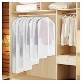 Garment Bags Suit Bag for Storage 43 inch Dust Proof Suit Protector Cover with Full Zipper for Suit Coat Dress Closet Storage, Set of 5