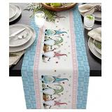 Table Runner Gnome Easter Egg Bunny Dresser Scarves Table Setting Decor Egg Hunt Daisy Floral for Garden Wedding Parties Dinner Easter Home Decoration Spring Holidays** see last pics for design