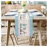 Table Runner Gnome Easter Egg Bunny Dresser Scarves Table Setting Decor Egg Hunt Daisy Floral for Garden Wedding Parties Dinner Easter Home Decoration Spring Holidays** see last pics for design