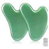 Gua Sha Facial Tools - 2 Pack Gua Sha Massage Toolï¼ Natural Jade Gua Sha, Relieve Muscle Tensions Reduce Puffiness