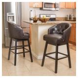 Ogden 31-inch Bonded Leather Swivel Barstool (Set of 2) by Christopher Knight Home Retail:$289.99