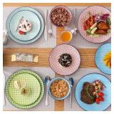 16-Piece Modern Colored Pattern Porcelain Dinnerware Set (Service for 4) -Retail $74.99