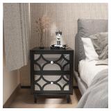 COZAYH Contemporary Mirror Front 2-Drawer Nightstand, Black- Retail:$195.99