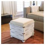 Hadley Weathered Storage Ottoman Cream Colored Cushion Top Retail: $125.99