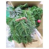 Artificial Garland 9-foot Spruce Garland with Silver Bristle, Cones, Red Berries and Glitter with 50 Clear Lights - Green Retail: $48.99