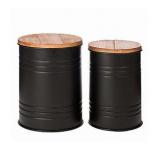 Black- Glitzhome 19"H Farmhouse Metal Accent Table Storage Stool Set of 2- Retail:$98.49