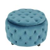 Adeco Round Storage Modern Button Tufted Storage Ottomans -Retail $152.99